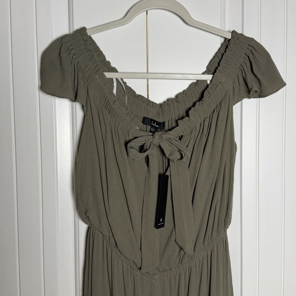 Lulu's Olive Green Ruffled Jumpsuit - Picture 3 of 7